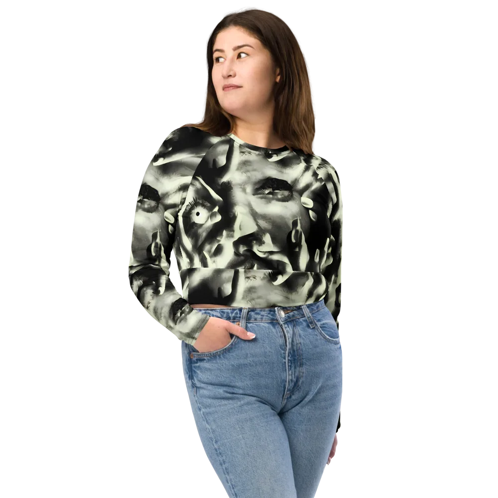 Shadowed Mystique on Long Sleeve Crop Top — Front
