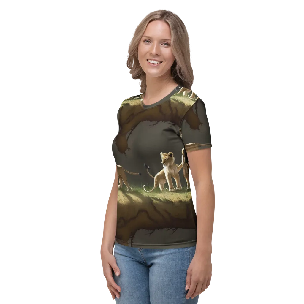 Intricate, Highly Detailed, Cinematic on Women's Crew Neck T-Shirt — Left