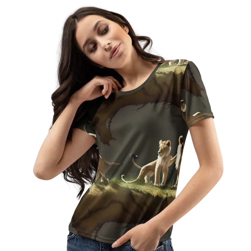 Intricate, Highly Detailed, Cinematic on Women's Crew Neck T-Shirt — Left Front