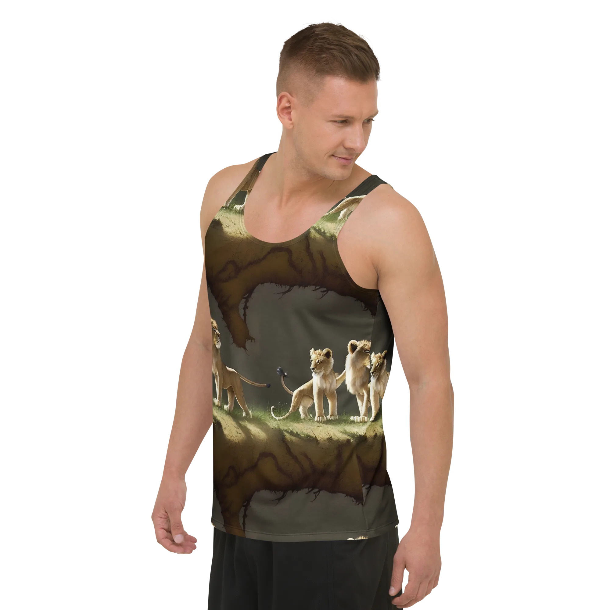 Intricate, Highly Detailed, Cinematic on Men's Tank Top — Left Front