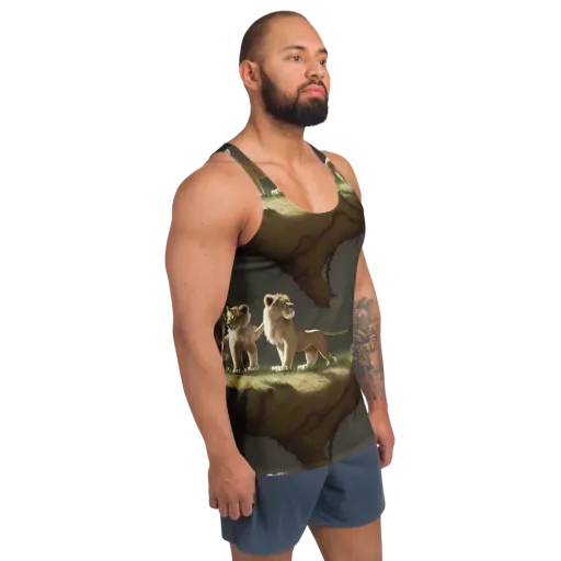 Intricate, Highly Detailed, Cinematic on a Men's Tank Top