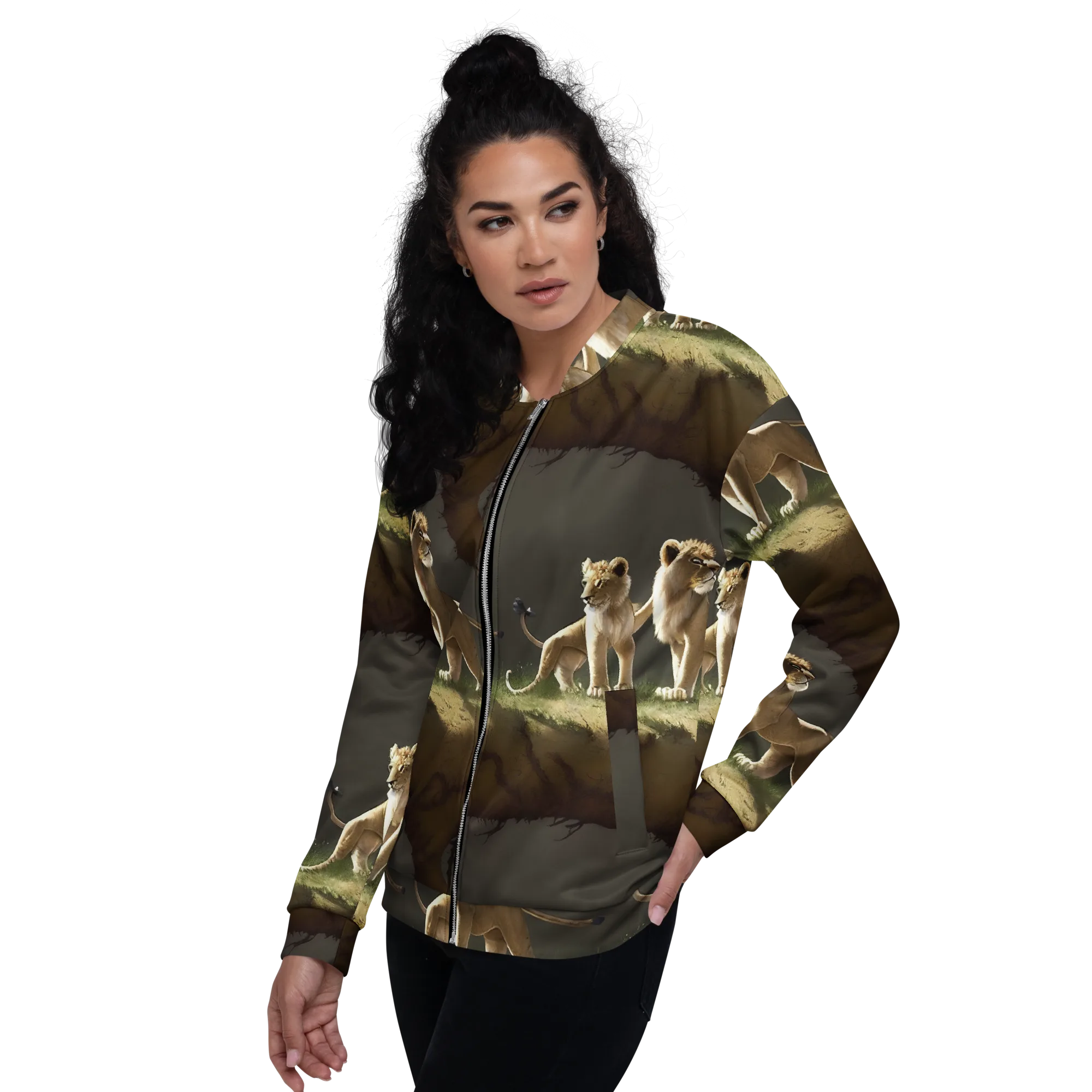 Intricate, Highly Detailed, Cinematic on Bomber Jacket — Left