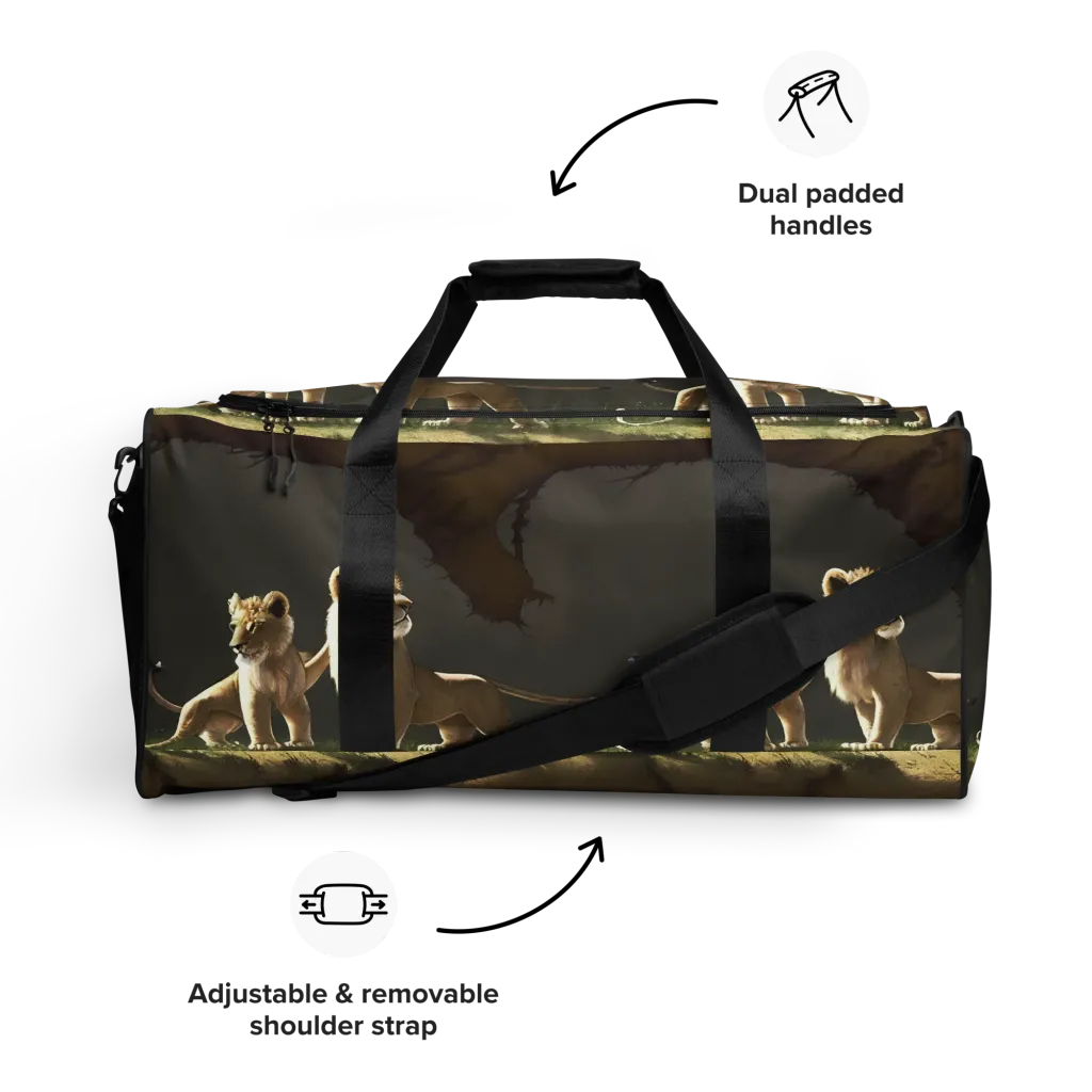 Intricate, Highly Detailed, Cinematic on Duffle Bag — Front