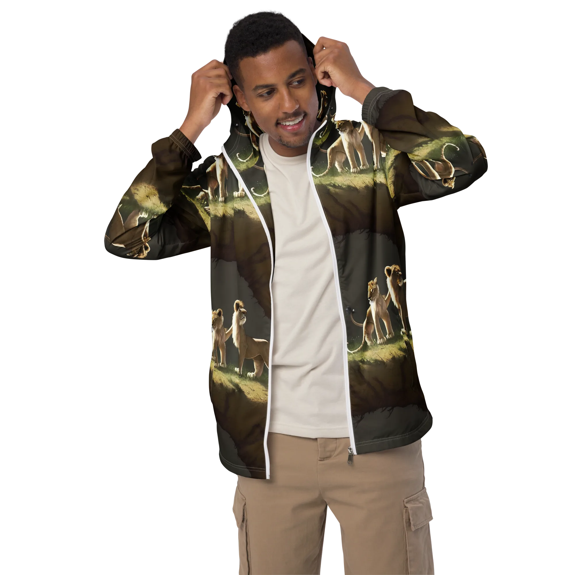 Intricate, Highly Detailed, Cinematic on Men's Windbreaker — Front
