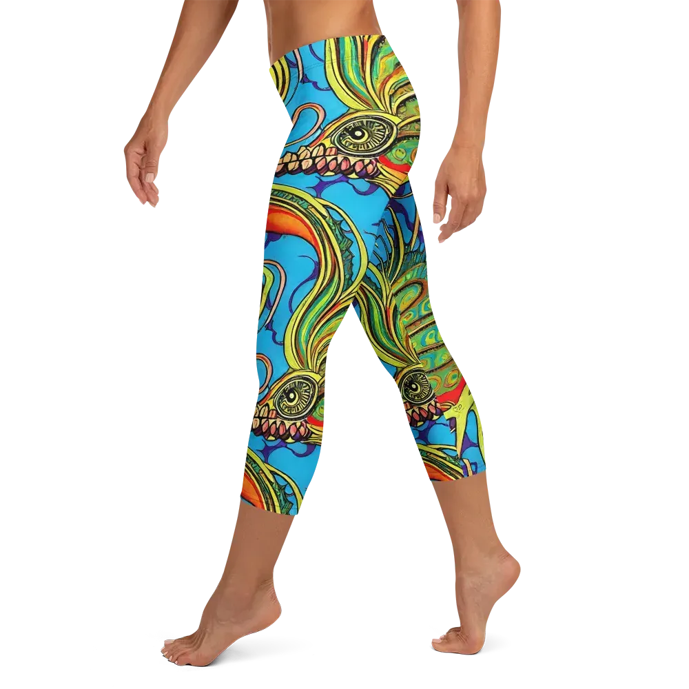 Psychedelic, Ettore Tito on Capri Leggings — Left