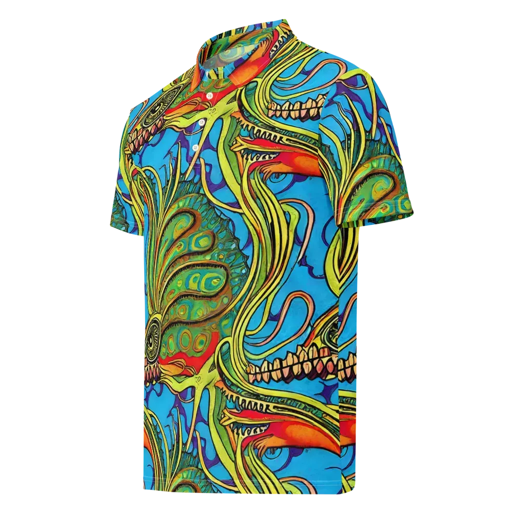 Psychedelic, Ettore Tito on Men's Slim Fit Polo Shirt — Left Front