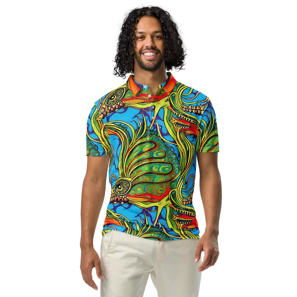 Psychedelic, Ettore Tito on Men's Slim Fit Polo Shirt — Front