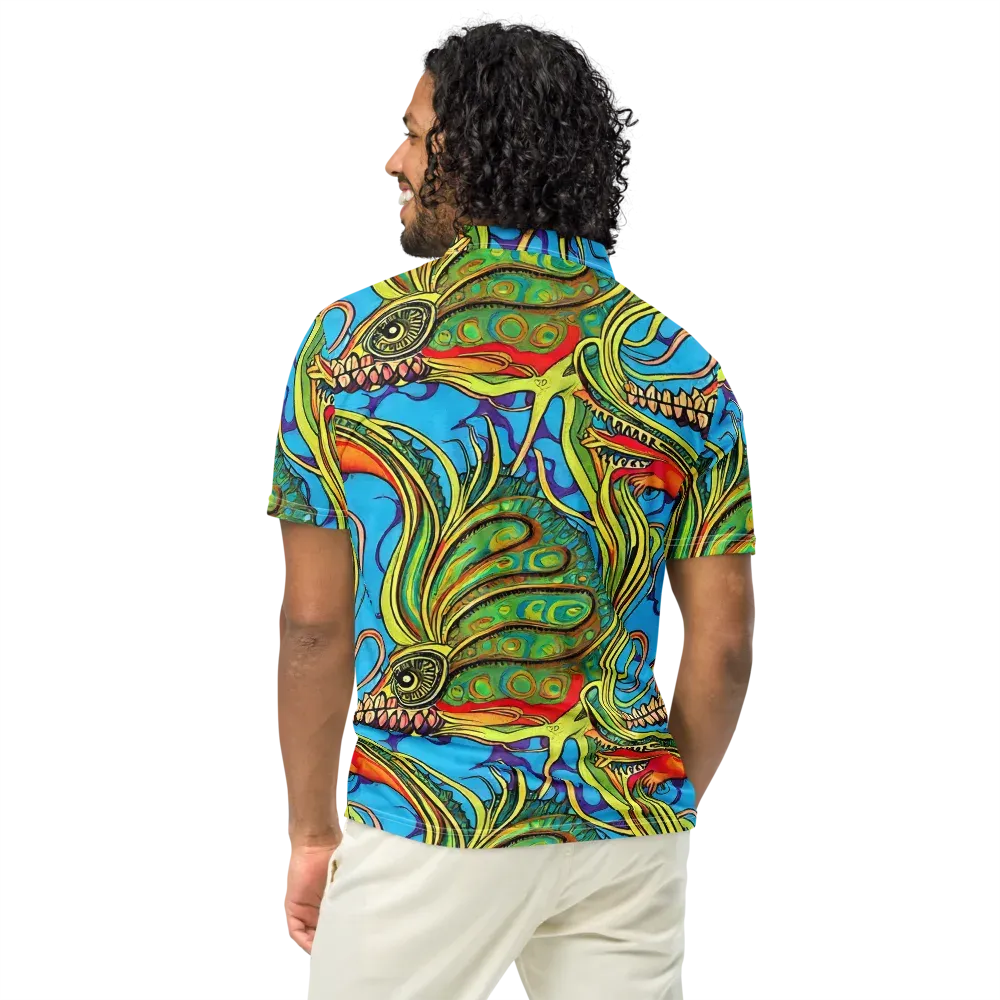 Psychedelic, Ettore Tito on Men's Slim Fit Polo Shirt — Back