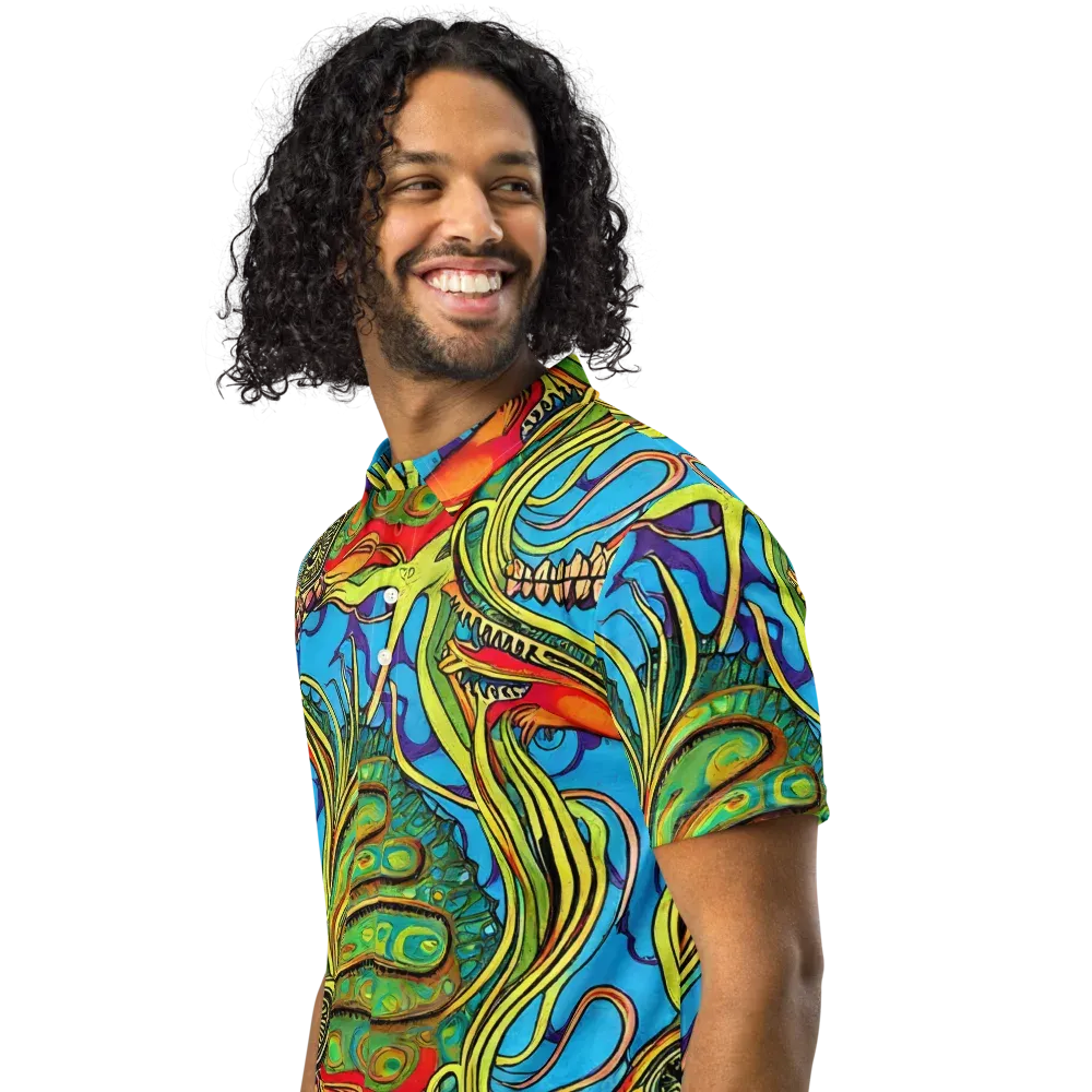 Psychedelic, Ettore Tito on Men's Slim Fit Polo Shirt — Left Front