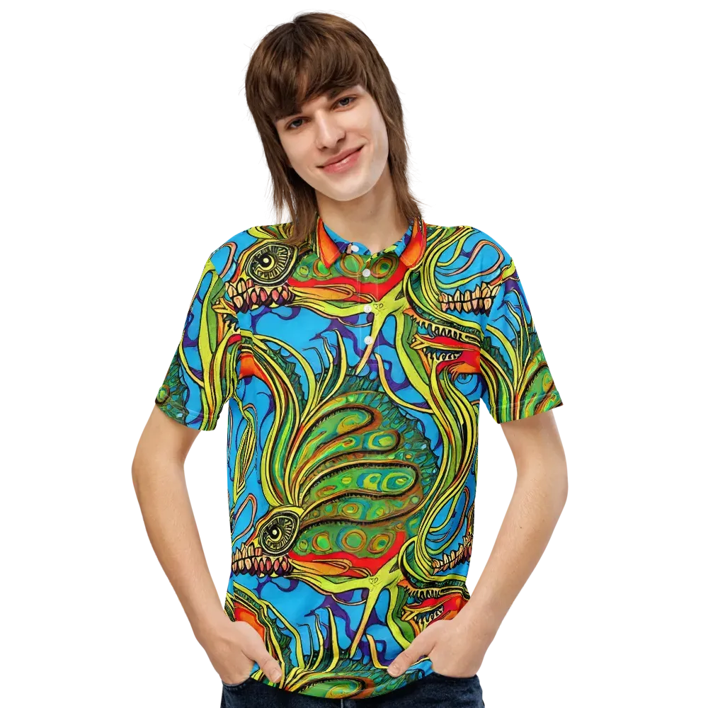 Psychedelic, Ettore Tito on Men's Slim Fit Polo Shirt — Front