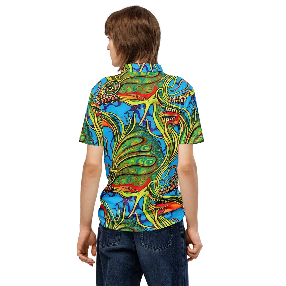 Psychedelic, Ettore Tito on Men's Slim Fit Polo Shirt — Back