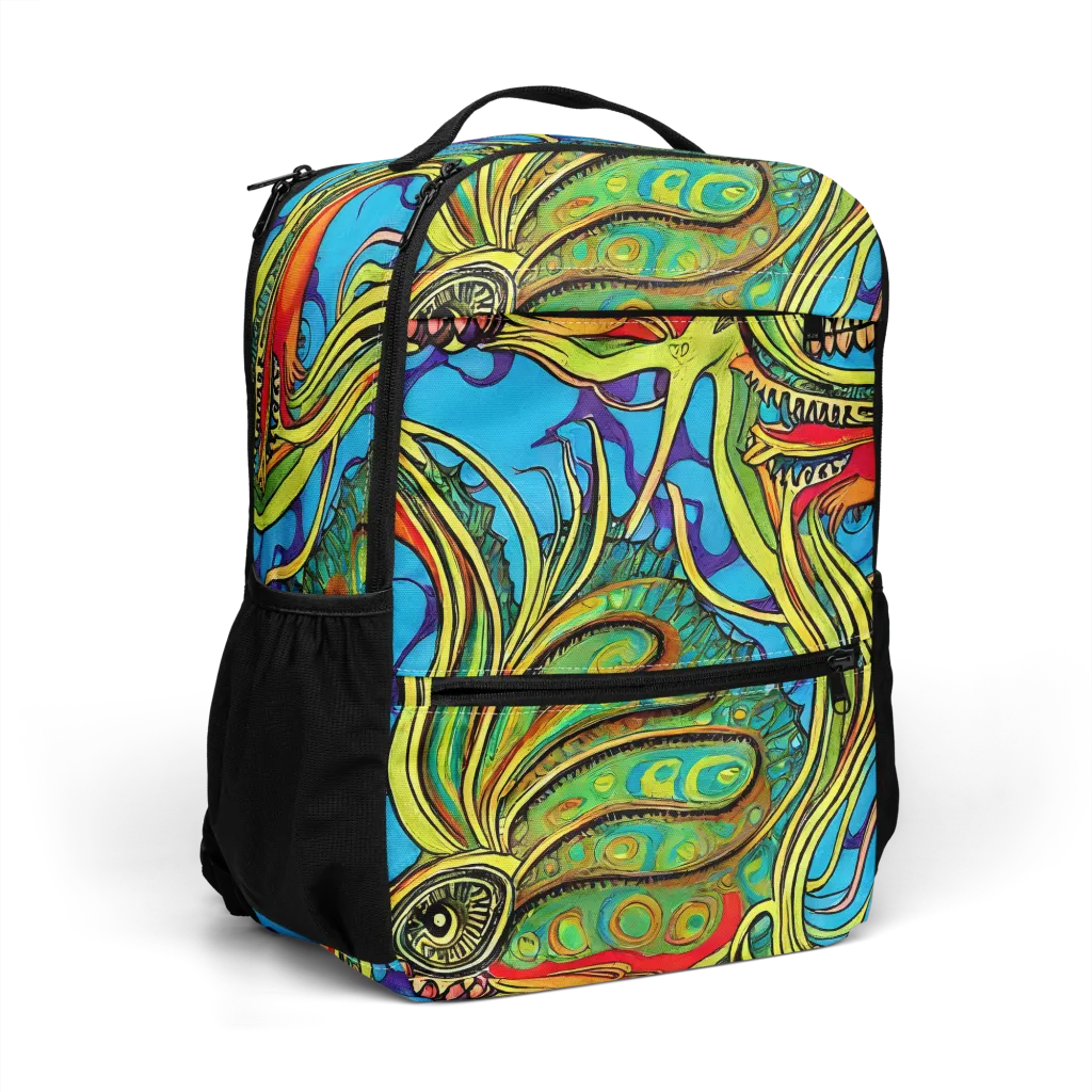 Psychedelic, Ettore Tito on Utility Backpack — Right Front