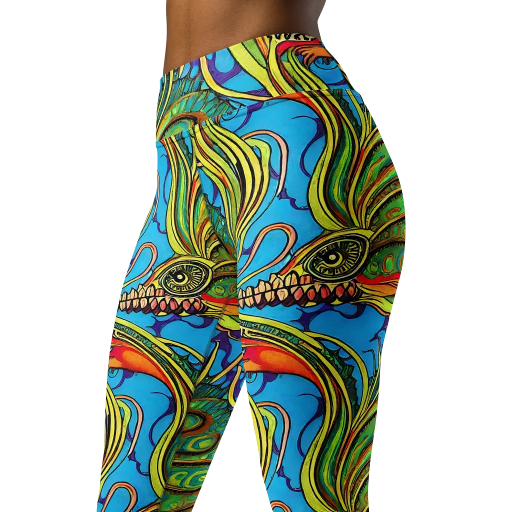 Psychedelic, Ettore Tito on Yoga Leggings — Left Front