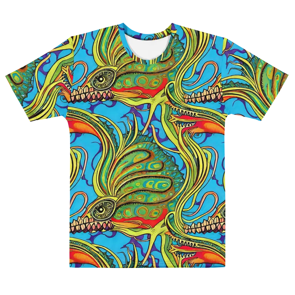 Psychedelic, Ettore Tito on Men's Cotton Crew Neck T-Shirt — Front