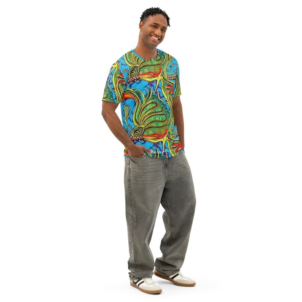 Psychedelic, Ettore Tito on Men's Cotton Crew Neck T-Shirt — Right Front