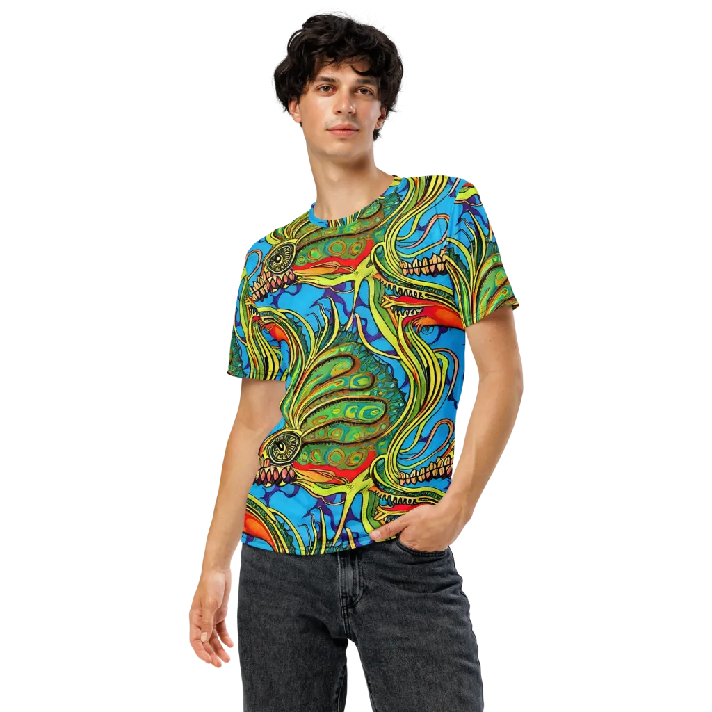 Psychedelic, Ettore Tito on Men's Crew Neck T-Shirt — Front