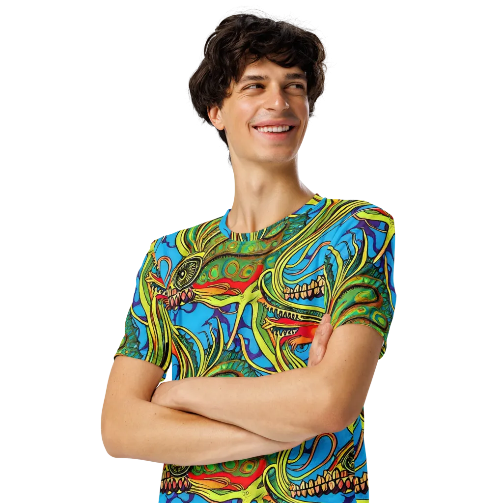 Psychedelic, Ettore Tito on Men's Crew Neck T-Shirt — Left Front