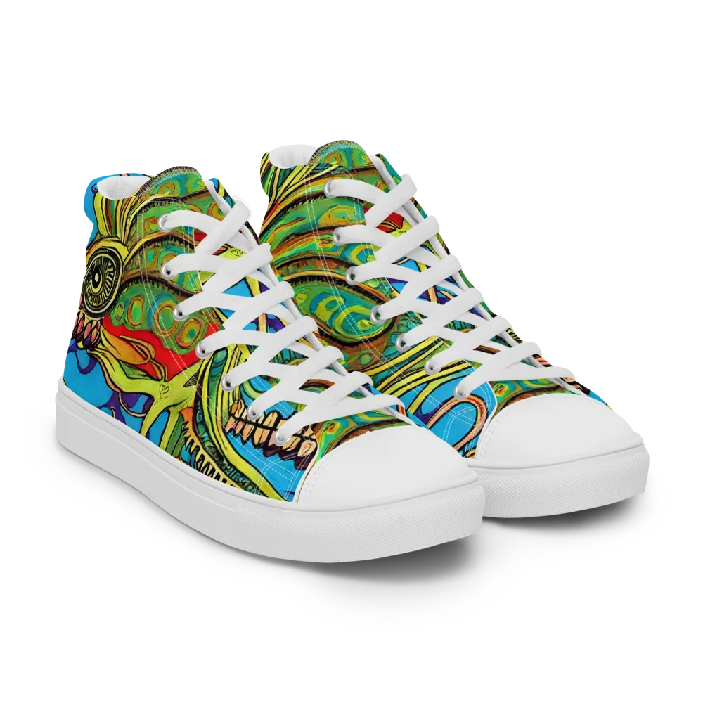 Psychedelic, Ettore Tito on Men's High Top Canvas Shoes — Right Front