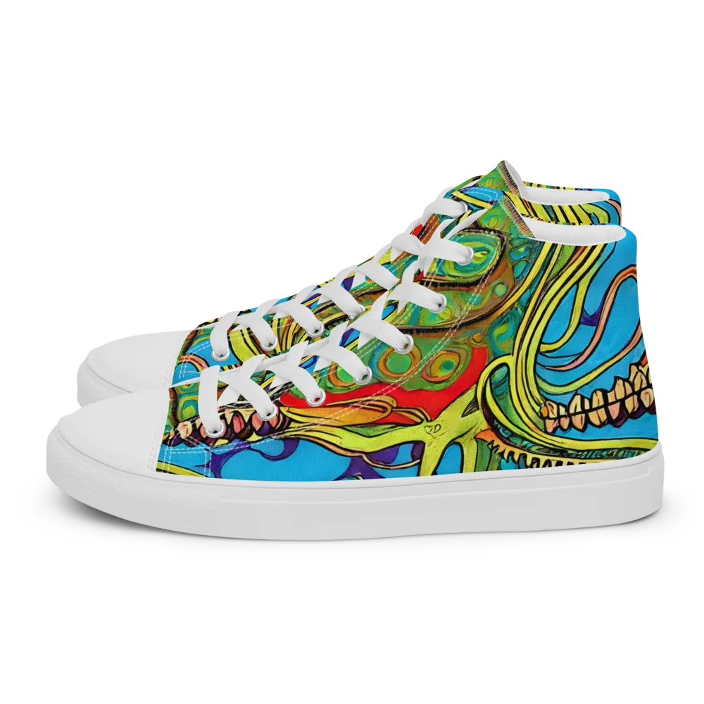 Psychedelic, Ettore Tito on Men's High Top Canvas Shoes — Left