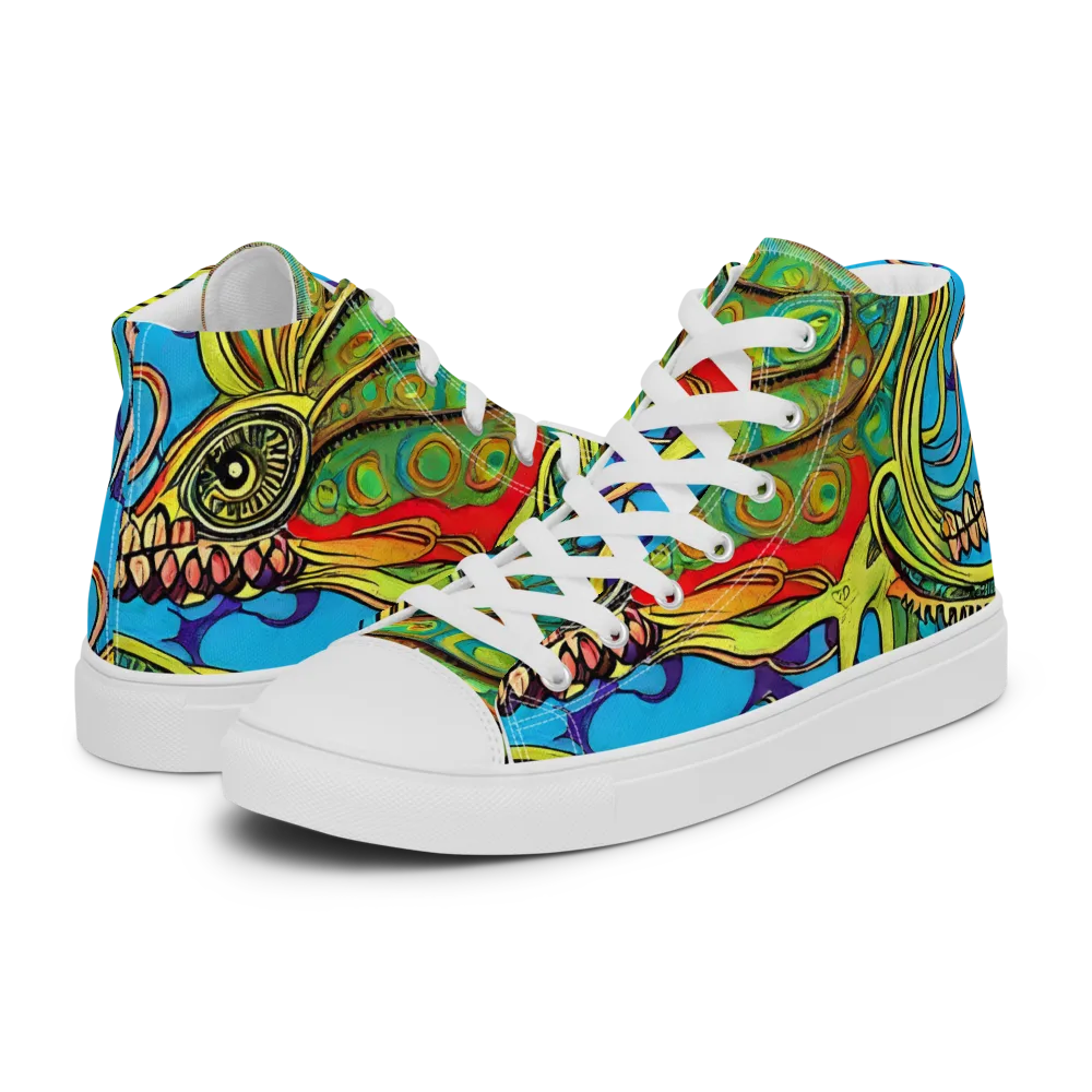 Psychedelic, Ettore Tito on Men's High Top Canvas Shoes — Left