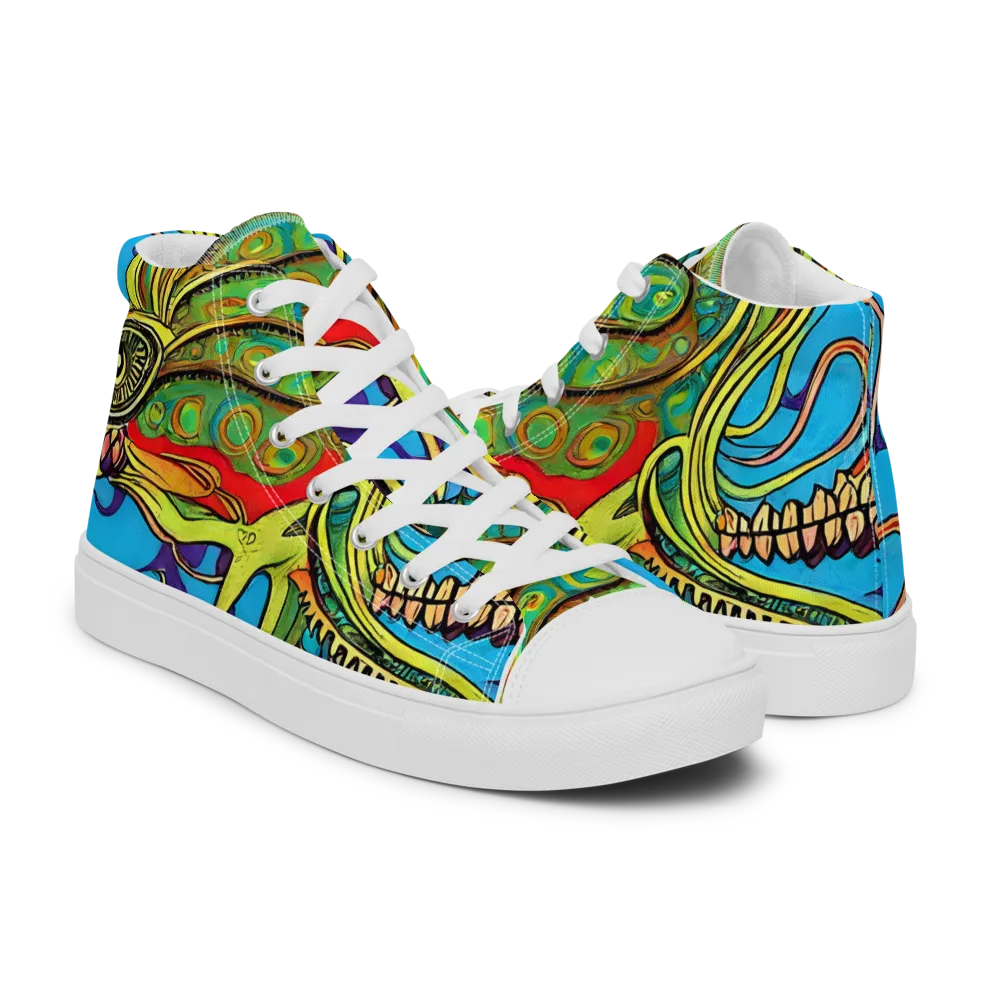 Psychedelic, Ettore Tito on Men's High Top Canvas Shoes — Right