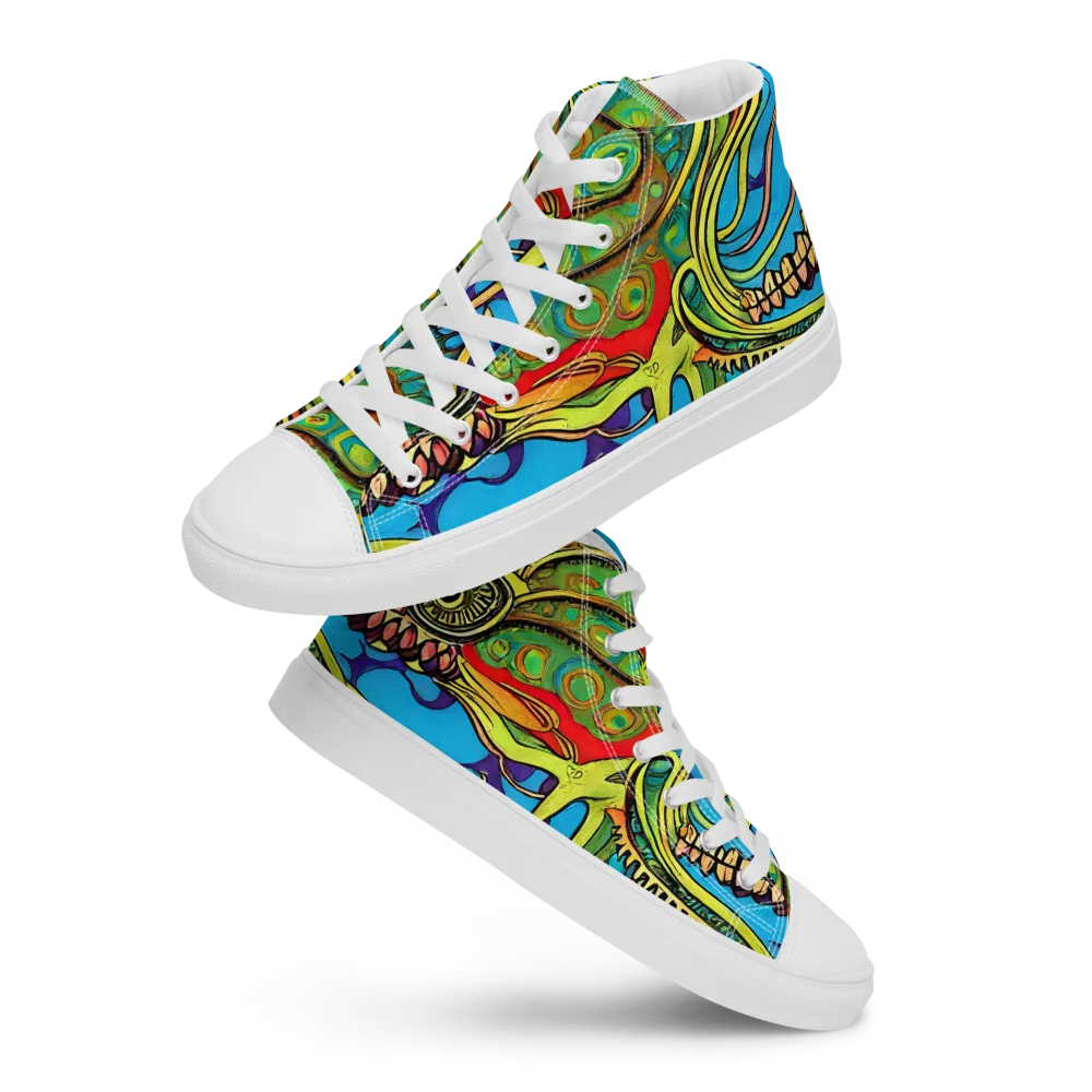 Psychedelic, Ettore Tito on Men's High Top Canvas Shoes — Front