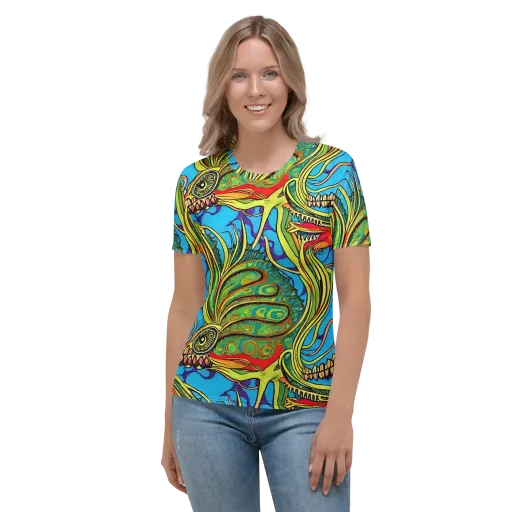 Psychedelic, Ettore Tito on a Women's Crew Neck T-Shirt
