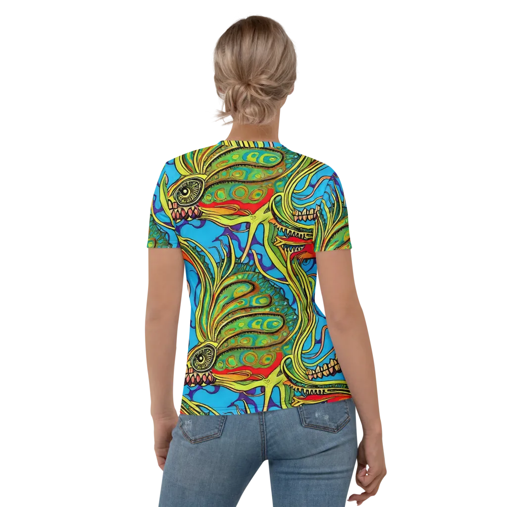 Psychedelic, Ettore Tito on Women's Crew Neck T-Shirt — Back