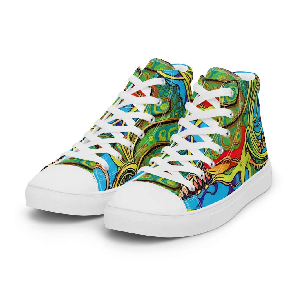 Psychedelic, Ettore Tito on Women's High Top Canvas Shoes — Left Front