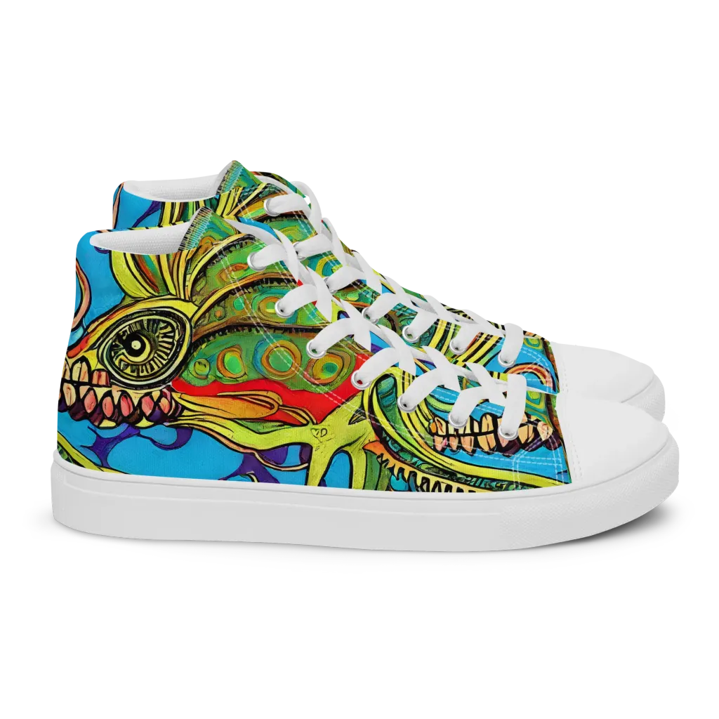 Psychedelic, Ettore Tito on Women's High Top Canvas Shoes — Right