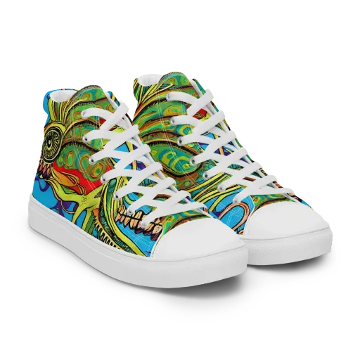 Psychedelic, Ettore Tito on a Women's High Top Canvas Shoes
