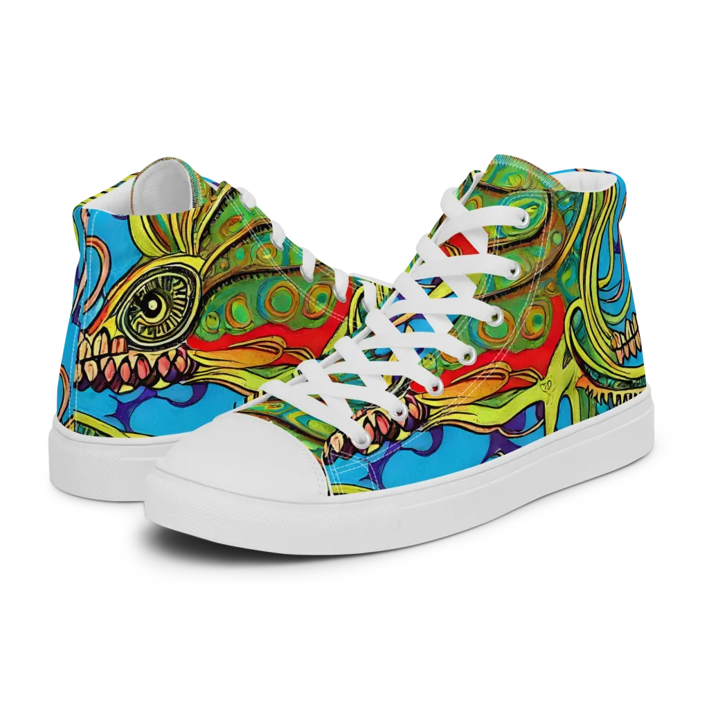Psychedelic, Ettore Tito on Women's High Top Canvas Shoes — Left