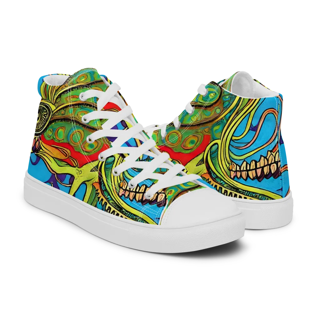 Psychedelic, Ettore Tito on Women's High Top Canvas Shoes — Right
