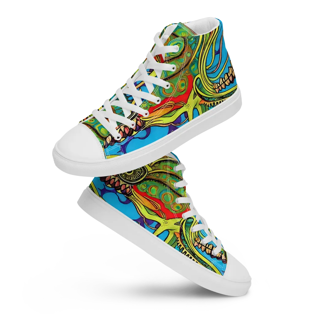 Psychedelic, Ettore Tito on Women's High Top Canvas Shoes — Front