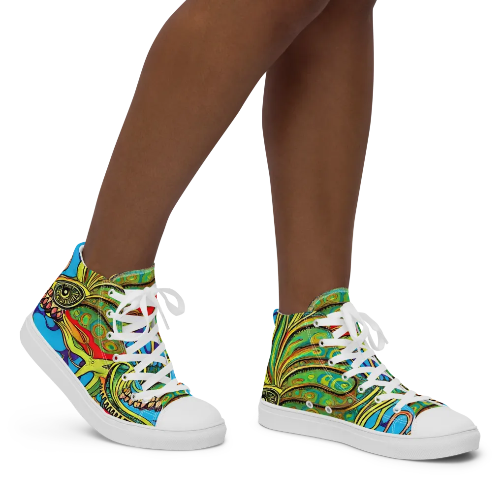 Psychedelic, Ettore Tito on Women's High Top Canvas Shoes — Right