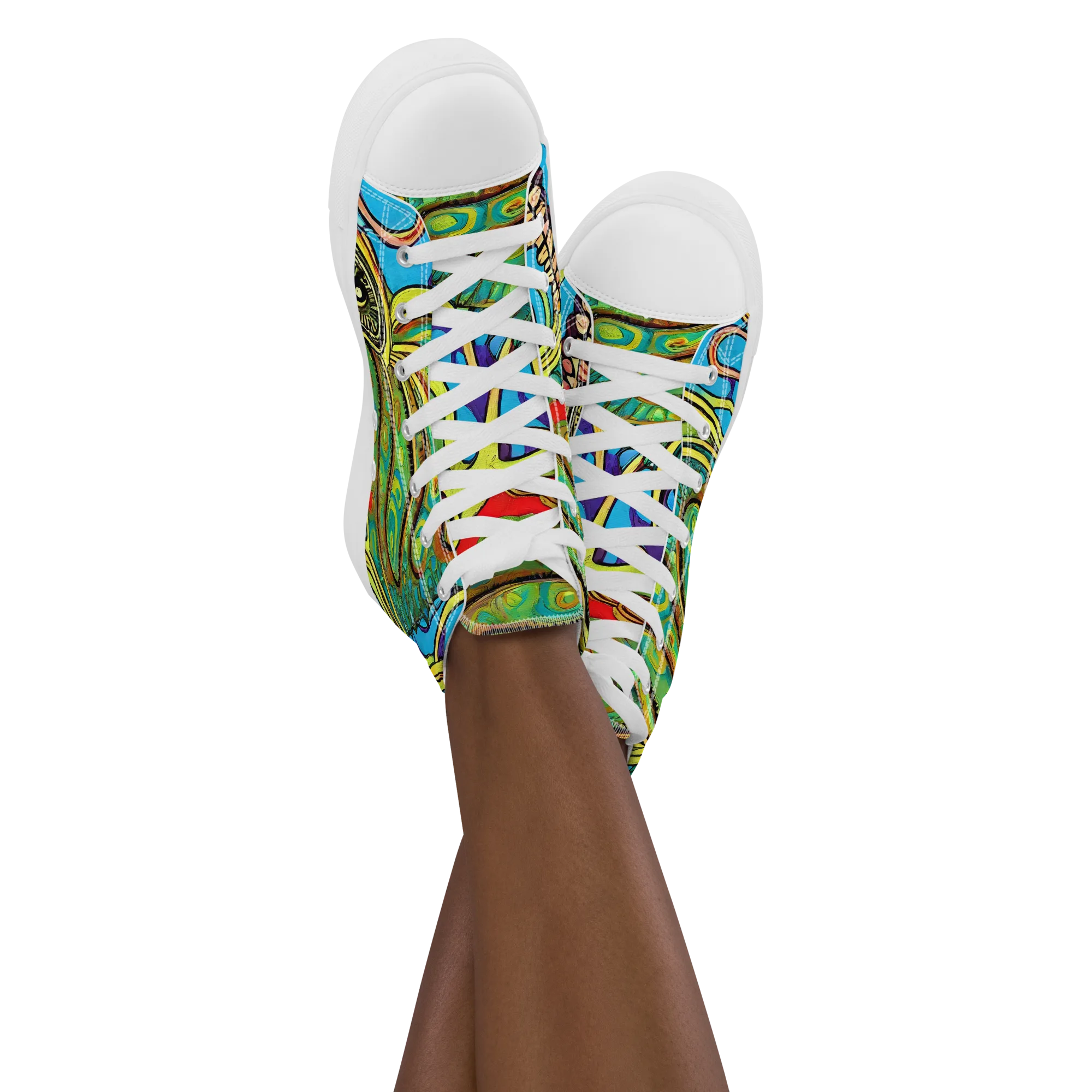 Psychedelic, Ettore Tito on Women's High Top Canvas Shoes — Front