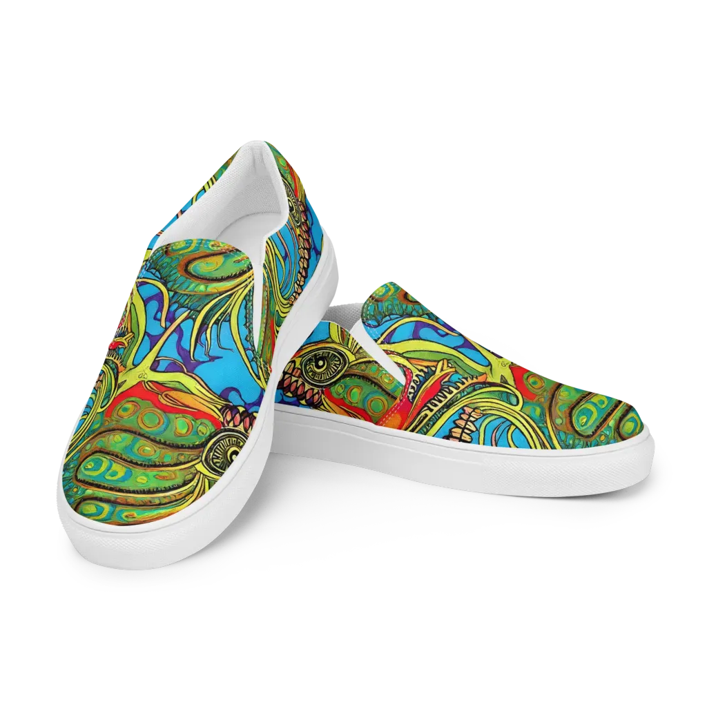 Psychedelic, Ettore Tito on Men's Slip-On Canvas Shoes — Left Front