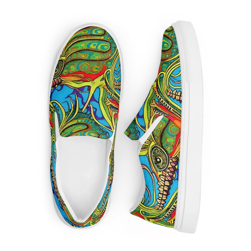 Psychedelic, Ettore Tito on Men's Slip-On Canvas Shoes — Front