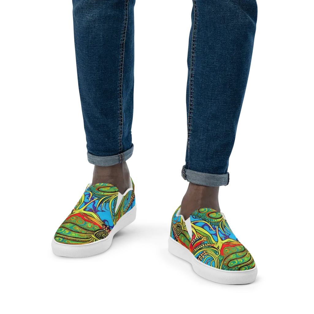 Psychedelic, Ettore Tito on Men's Slip-On Canvas Shoes — Front
