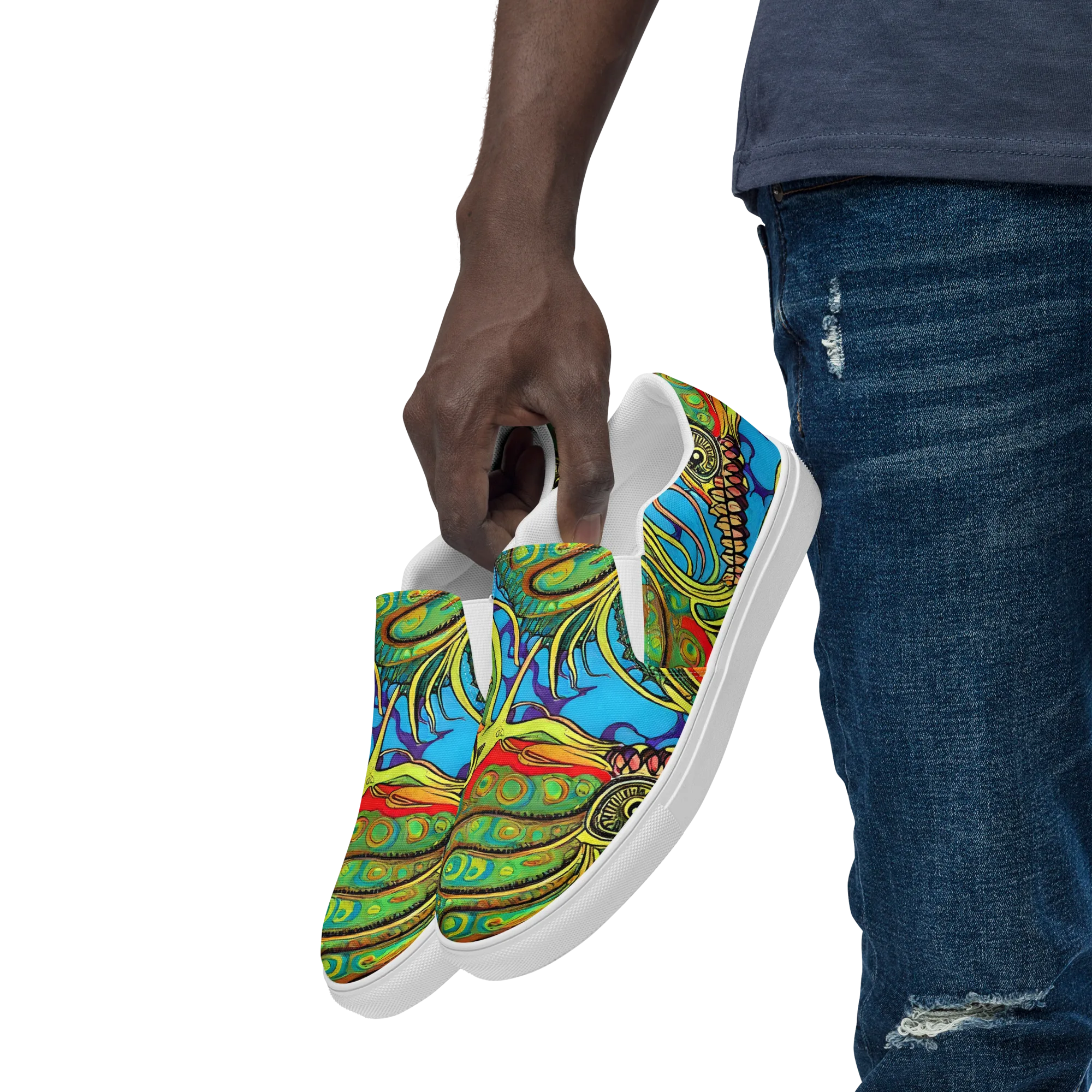 Psychedelic, Ettore Tito on Men's Slip-On Canvas Shoes — Left Front