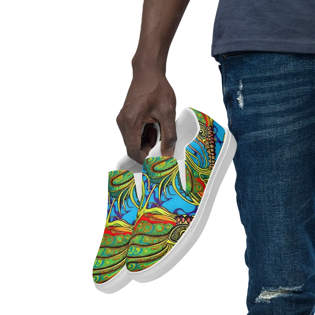 Psychedelic, Ettore Tito on Men's Slip-On Canvas Shoes — Left Front