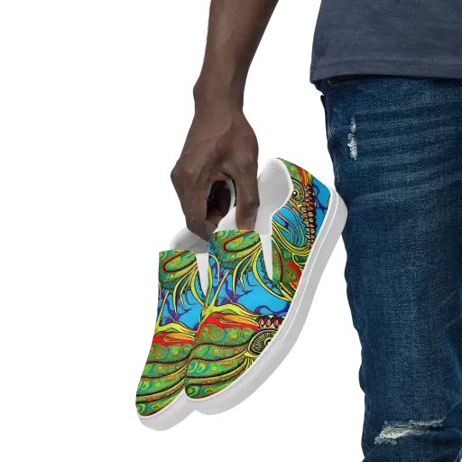 Psychedelic, Ettore Tito on a Men's Slip-On Canvas Shoes