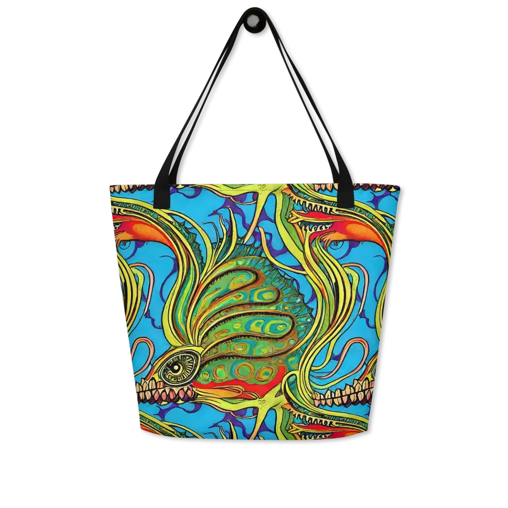 Psychedelic, Ettore Tito on Large Tote Bag W/ Pocket — Front