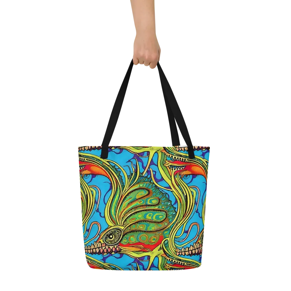 Psychedelic, Ettore Tito on Large Tote Bag W/ Pocket — Front