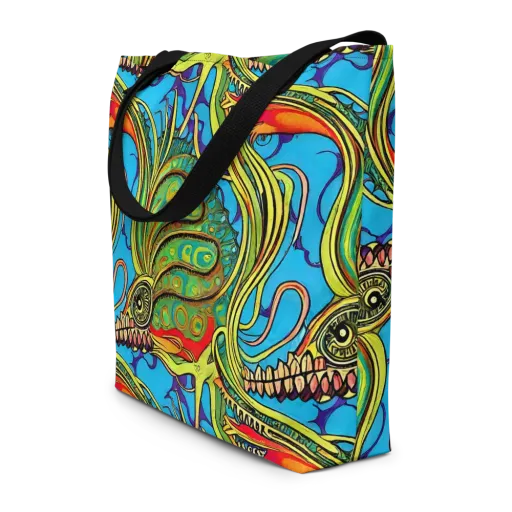 Psychedelic, Ettore Tito on a Large Tote Bag W/ Pocket