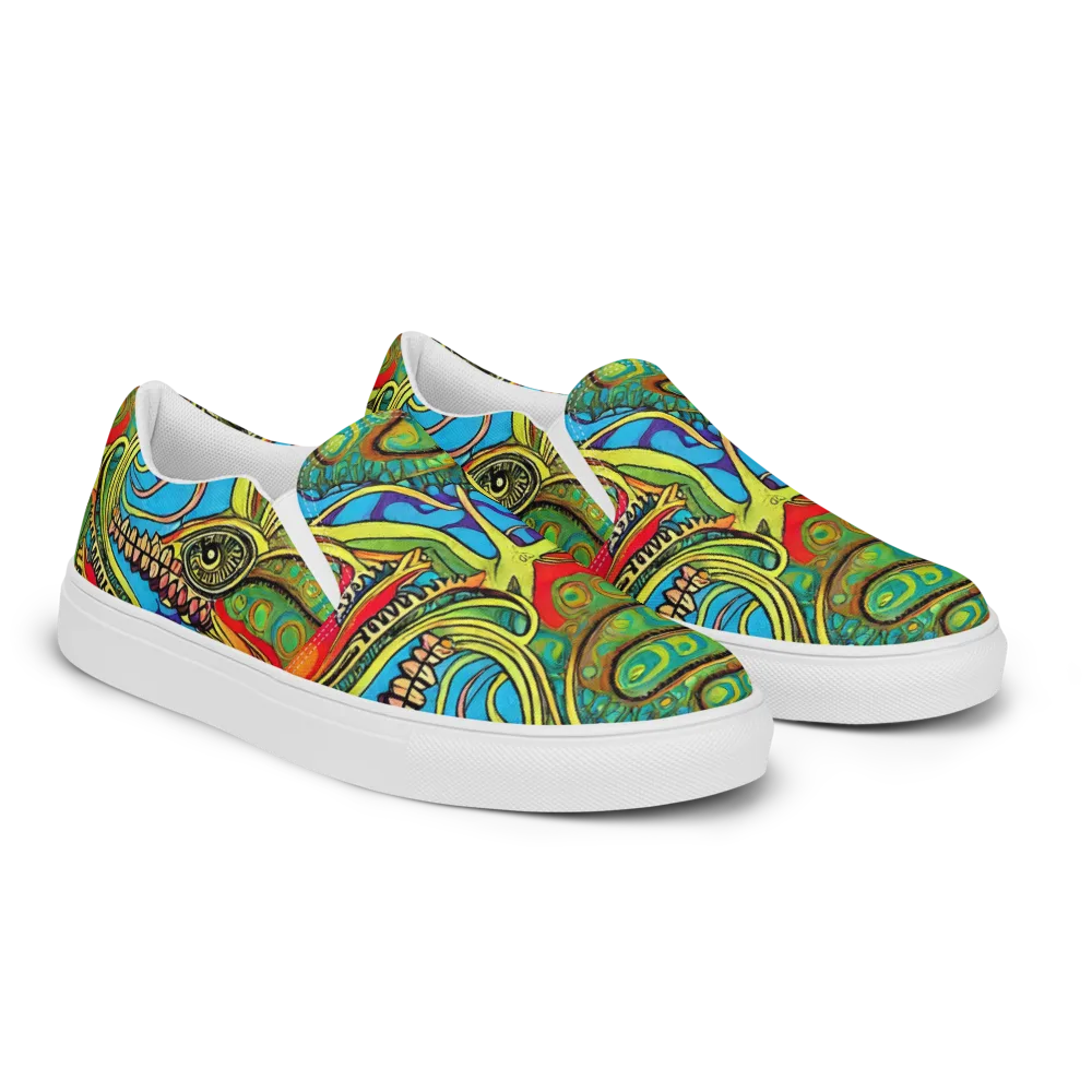 Psychedelic, Ettore Tito on Women's Slip-On Canvas Shoes — Right Front