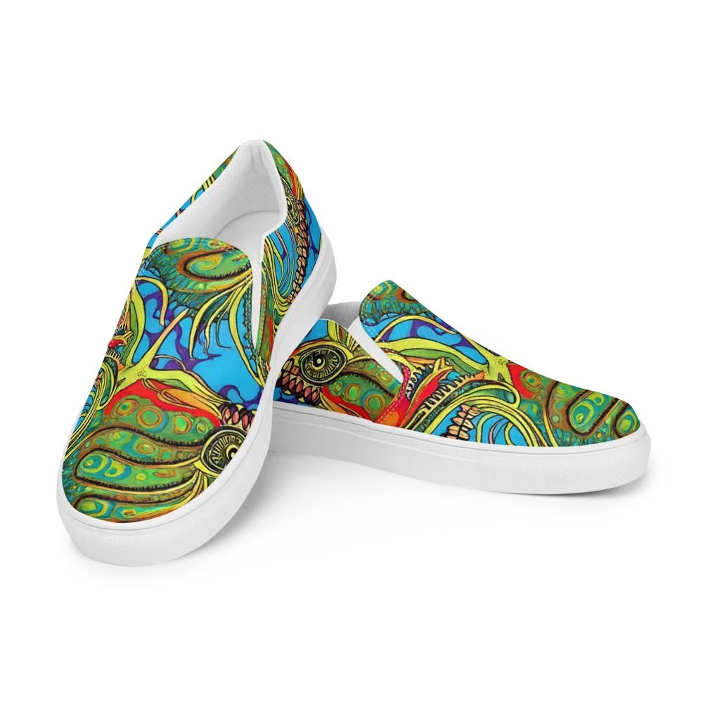 Psychedelic, Ettore Tito on Women's Slip-On Canvas Shoes — Left Front