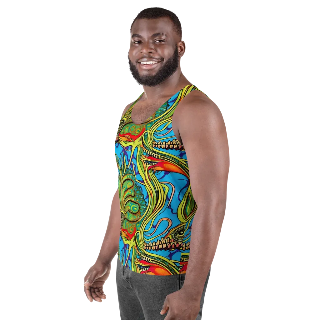 Psychedelic, Ettore Tito on Men's Tank Top — Left Front