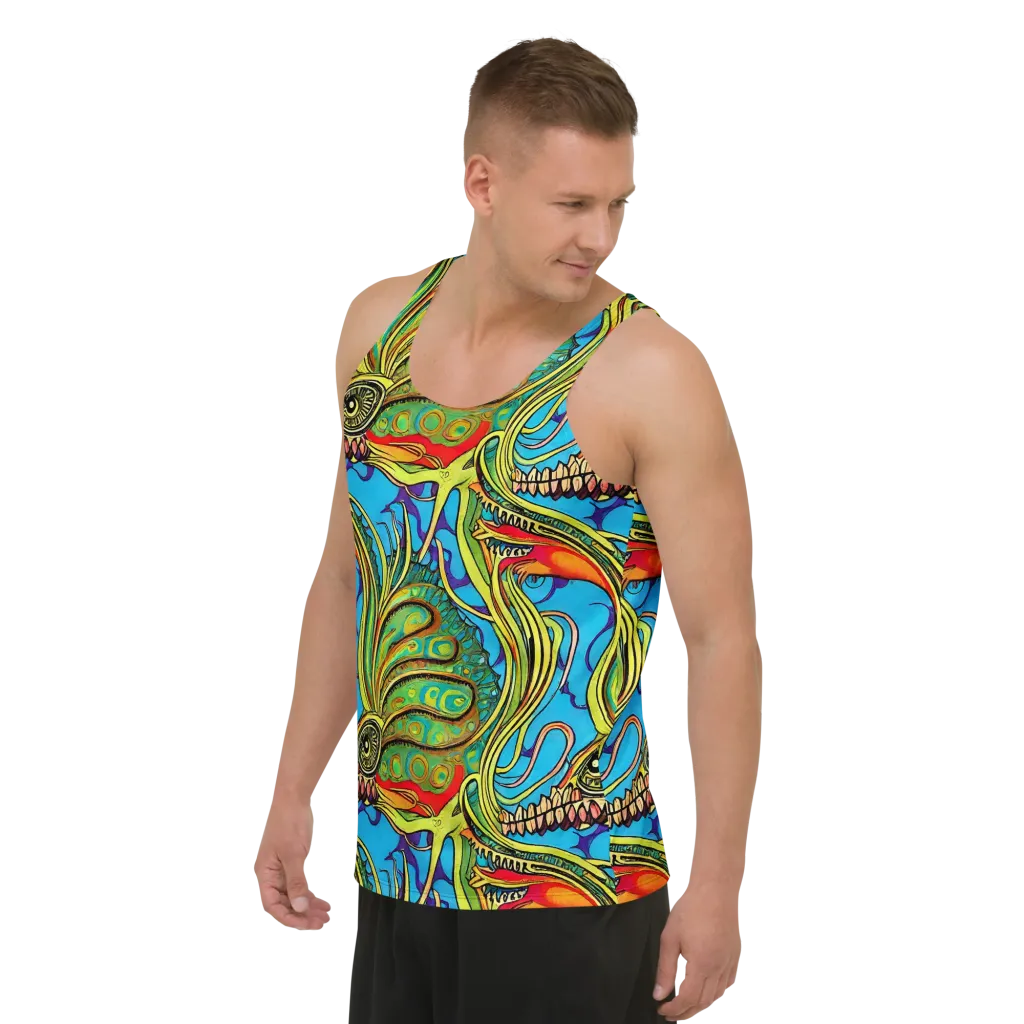 Psychedelic, Ettore Tito on Men's Tank Top — Left Front