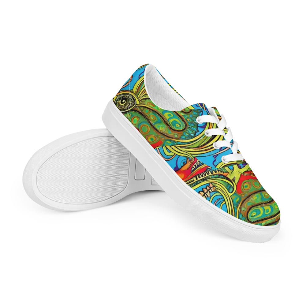 Psychedelic, Ettore Tito on Men's Lace-Up Canvas Shoes — Right Front